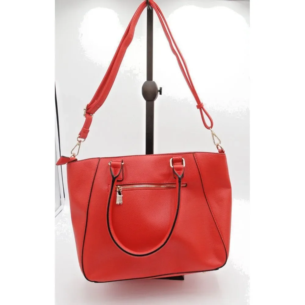 G.H. Bass & Co. Red‎ Faux Pebbled Leather Large Womens Satchel Tote & Body Bag